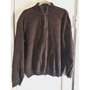 TOMMY BAHAMA relax men's 2XL heavy cotton 1/4 mock neck zip pullover brown